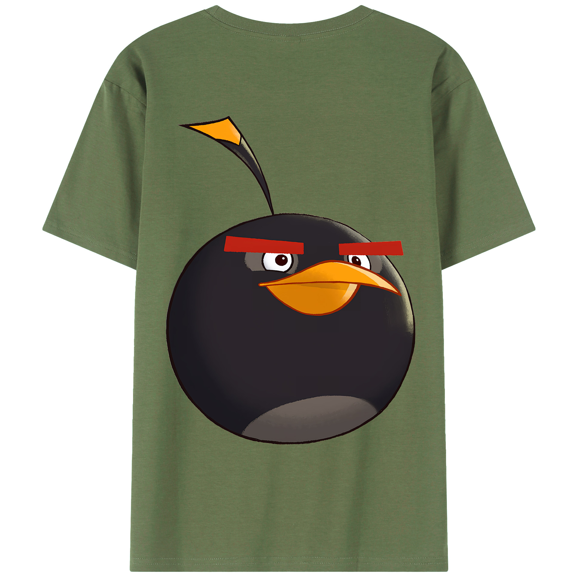 （画像用） Angry Birds アングリーバード 綿100％ メンズ半袖Tシャツ（バックプリント） 通気性